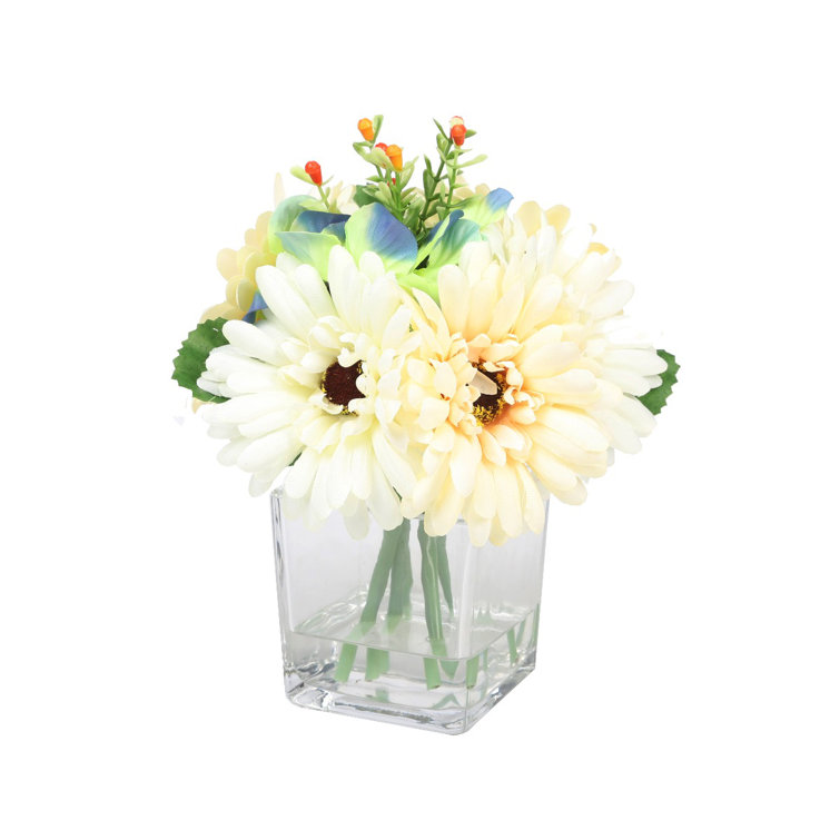 The Seasonal Aisle 6.7cm Faux Flowering Plant in Glass Vase & Reviews